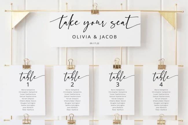 wedding seating chart ideas
