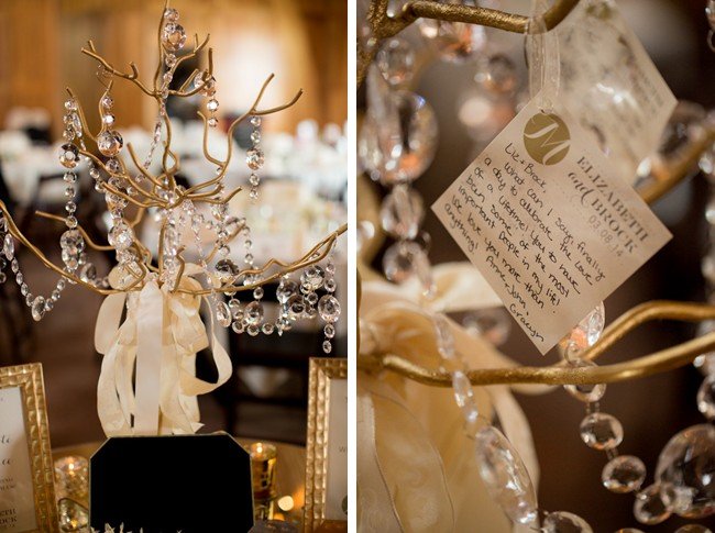 Gold wishing tree for a wedding guest book 