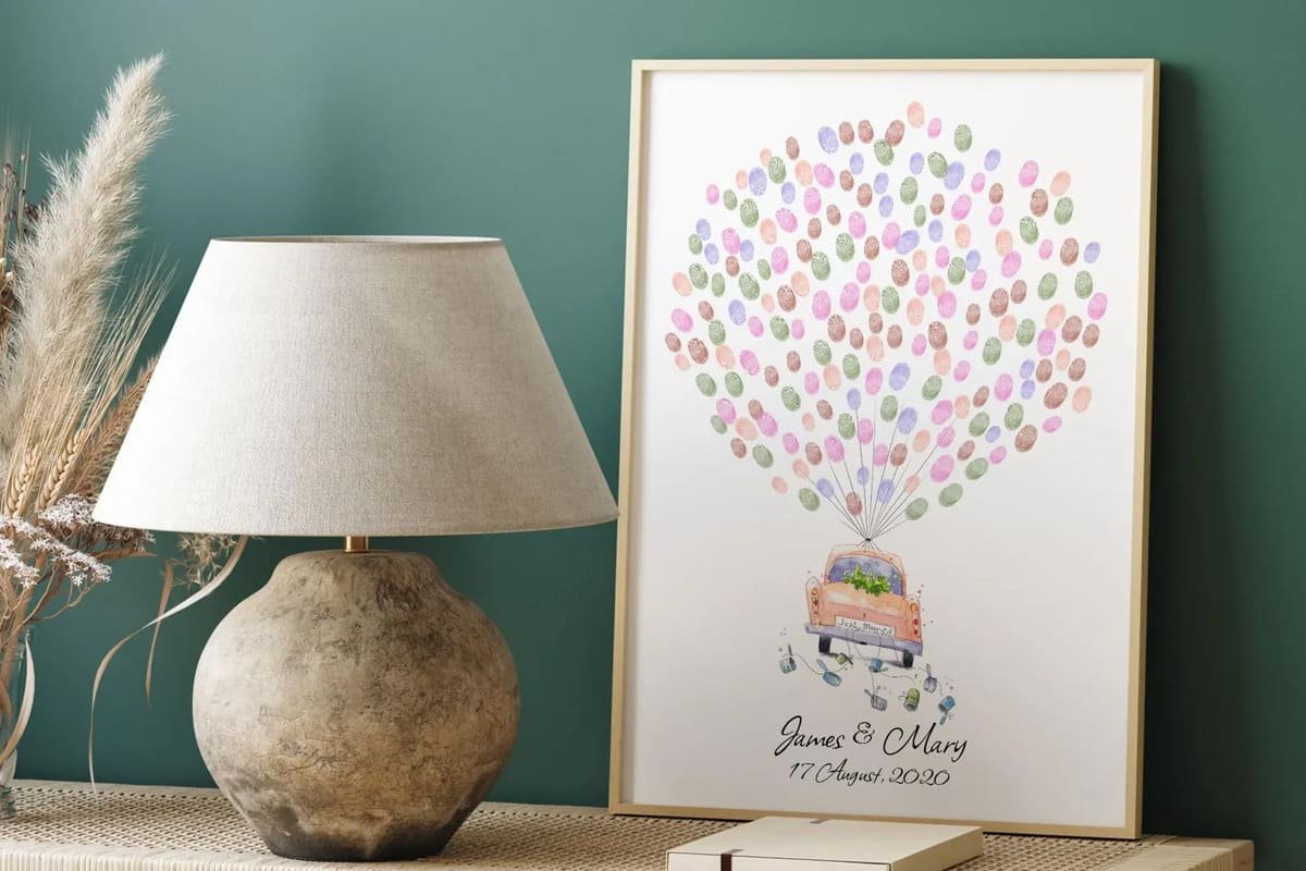 Pastel Car Fingerprint Balloon Guest Book Poster
