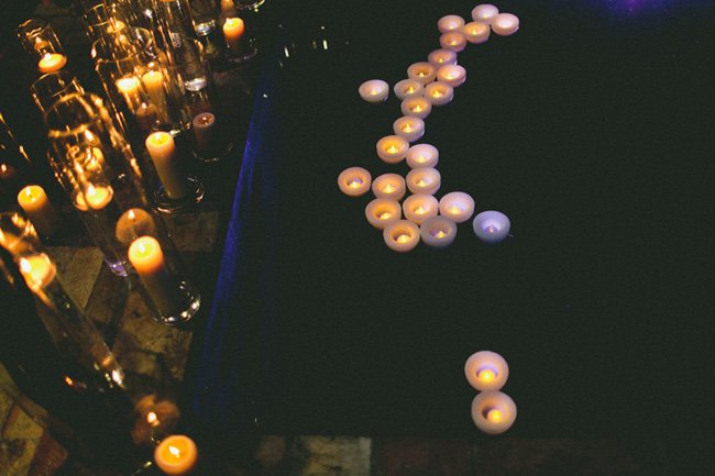 floating candles for outdoor wedding ceremony pond