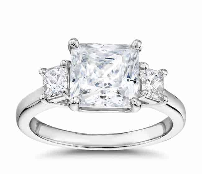 princess-cut three-stone diamond ring