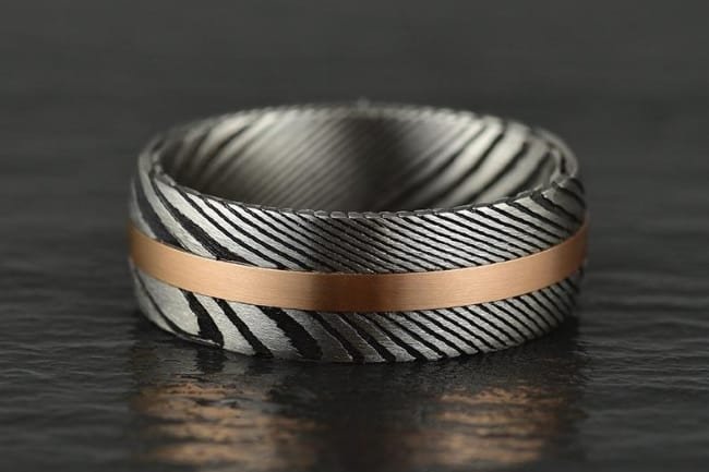 Damascus Steel Mens Wedding Band