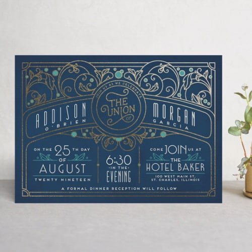 minted ornate deco wedding invite