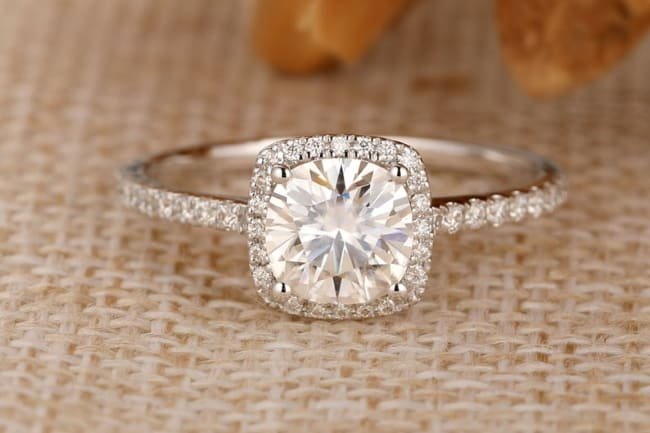 colorless moissanite ring