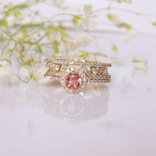 peach tourmaline engagement ring