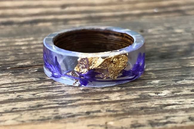 Gold Foil & Lavender Resin Wedding Band