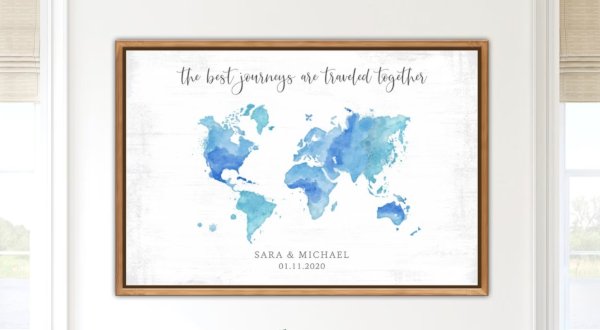 Watercolor Guest Book Map